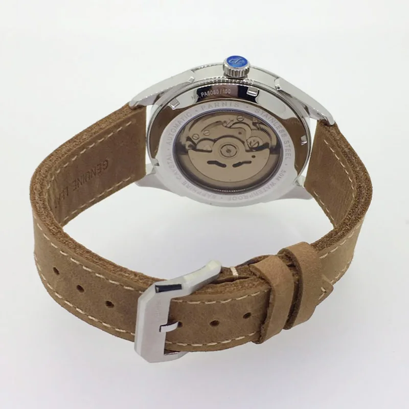 Parnis автоматические мужские часы Механические Мужские часы 50 м водонепроницаемые модные часы с сапфировым кристаллом мужские часы NH35 PA6080