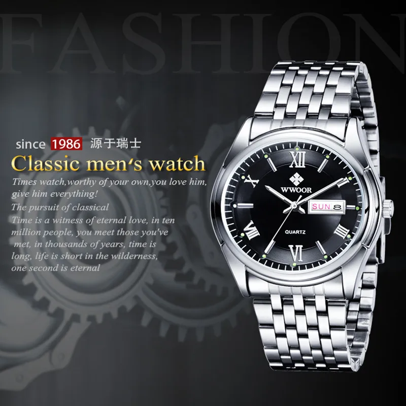 Оригинальные наручные часы wwoor роскошные мужские наручные часы водонепроницаемые часы из нержавеющей стали Кварцевые часы для мужчин Relogio Masculino
