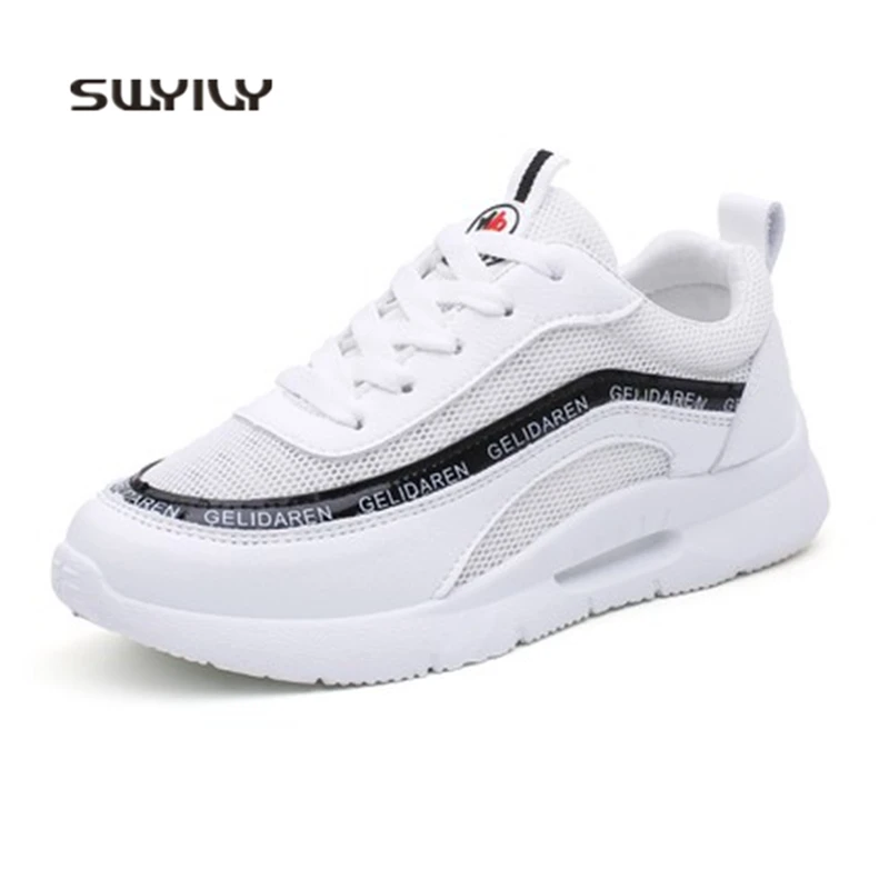 SWYIVY Women Running Shoes Light Weight Mesh Breathable Lady Sneakers 2018 New Lace-up White Shoes Female Jogging Sport Shoes