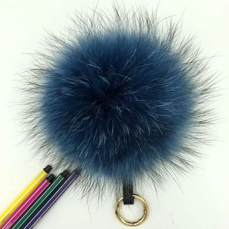 

Ms.MinShu Raccoon Fur Key Chains Natural Fur Ball Keychains Genuine Fox Fur Pompom Fur Charm For Bag Pendant