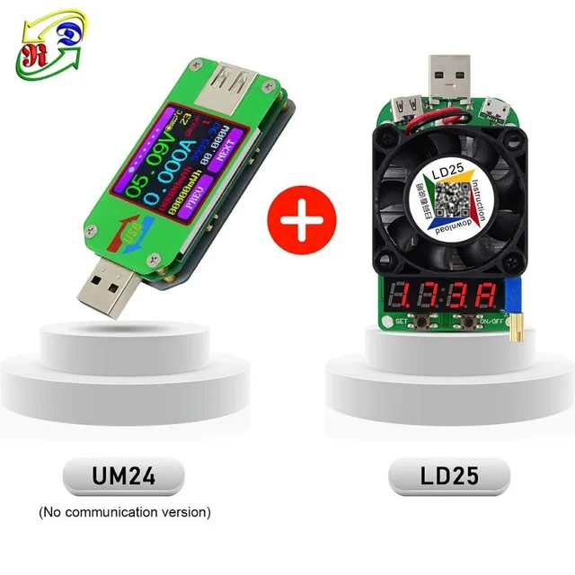 UM24 UM24C USB 2,0 цветной ЖК-тестер voltaje corriente meter voltimetro amperimetro bateria medida resistencia del cable - Цвет: UM24 and LD25