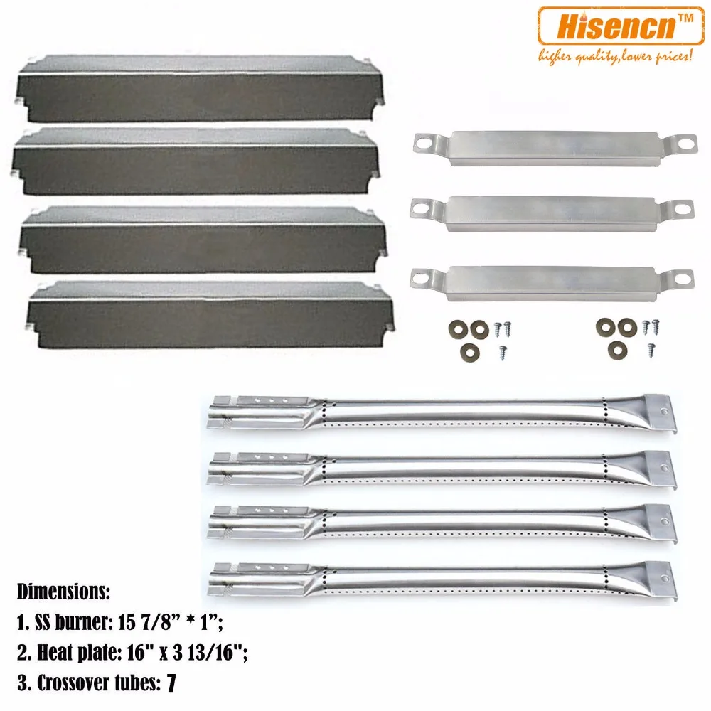 

Hisencn Charbroil 463248208, 463268107, 466248208 Grill Repair Kit Replacement Crossover Tubes, Burners, & Porcelain Heat Plates
