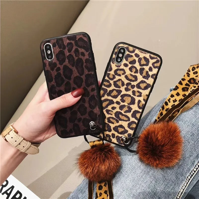 Мода лошадь мех животных ry leopard чехол для iphone XR XS MAX X лиса помпоном 8 плюс 7 6s 6 10| |