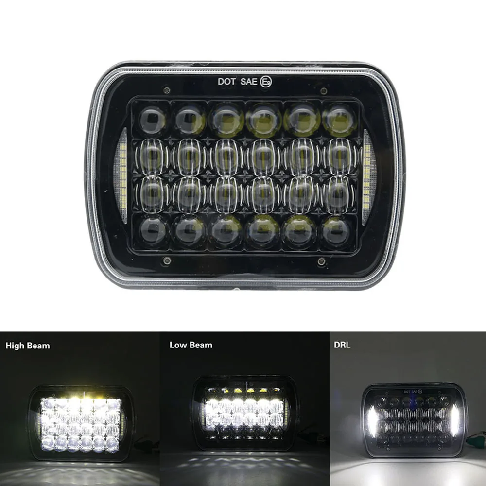 Car 7x6 5x7 Inch Projector Sealed Beam Head Light 5D LED Headlight With DRL Angle Eyes for Jeep Cherokee XJ Truck 4X4 Offroad (4)