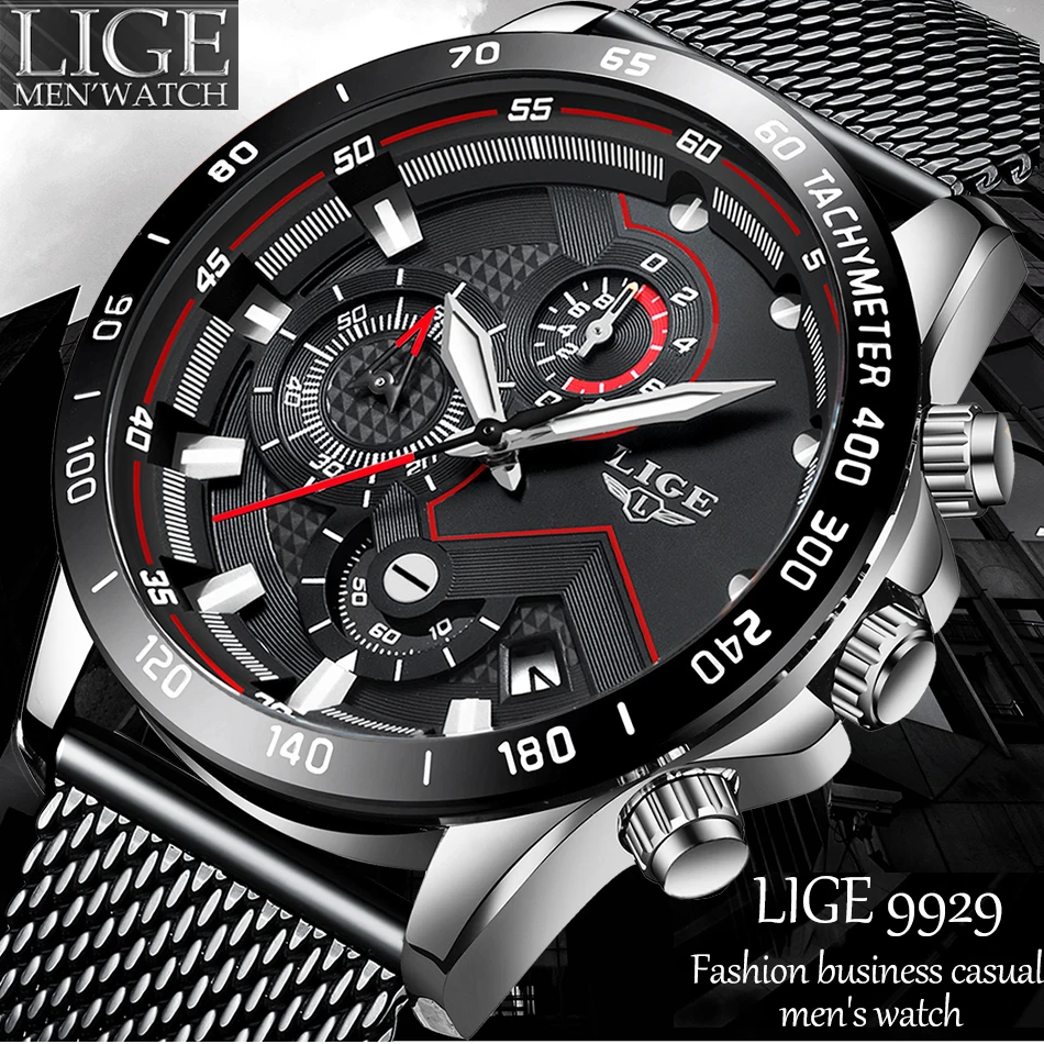 

LIGE Fashion casual Men Watch Top Brand Luxury Business Waterproof Quartz Watches Men Clock Male Sports watch relogio masculino