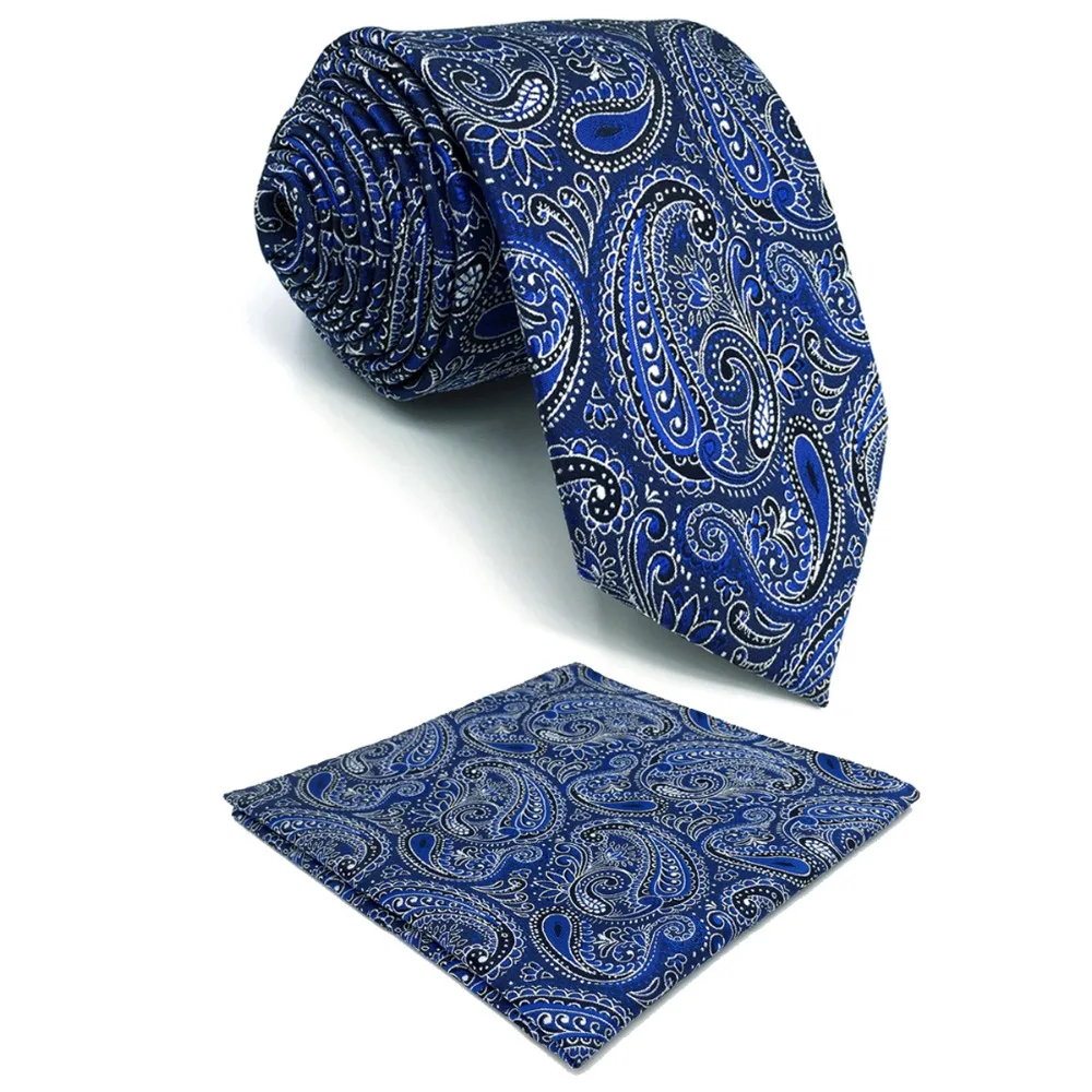 E2 Blue Paisley Ties for Men Silk Tie Set Classic Wedding Mens Ties-in ...