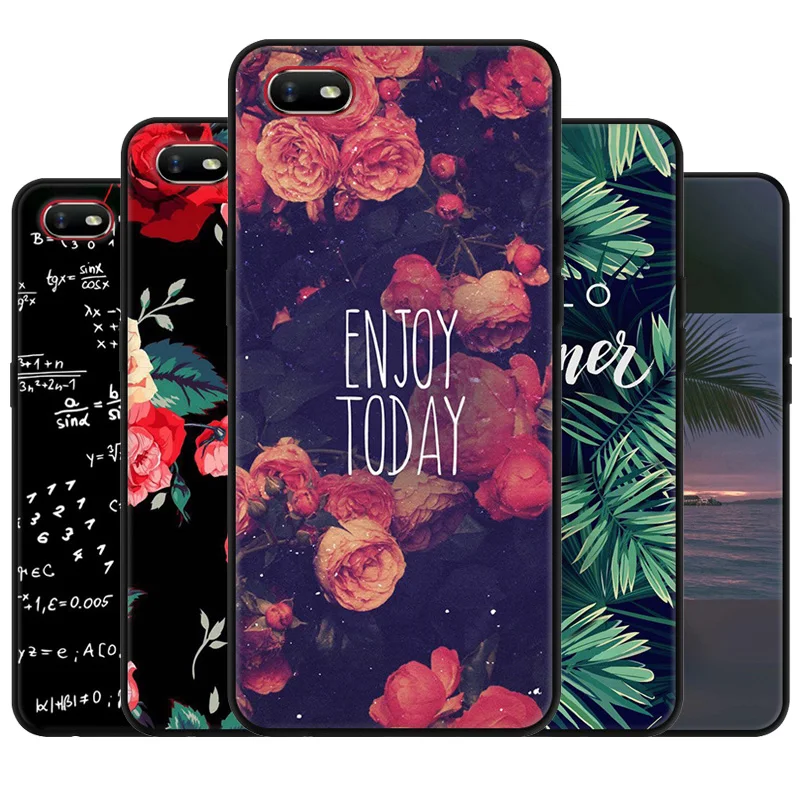 

For Oppo A1k Case Cartoon Printed Soft Black Bumper Coque For Oppo A1k CPH1923 Silicone TPU Phone Cover For Oppo A1k A 1k A1 k