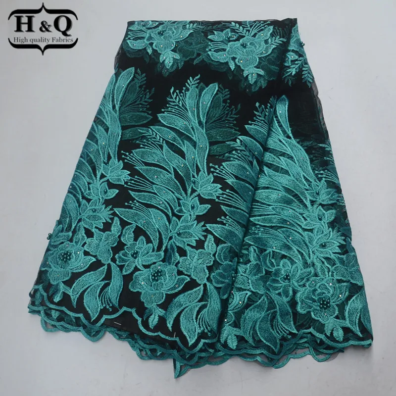 

Beautiful French Beaded Lace Fabric High Quality Embroidery African Lace Fabric With Stones Nigerian Tulle Lace For Party Dress