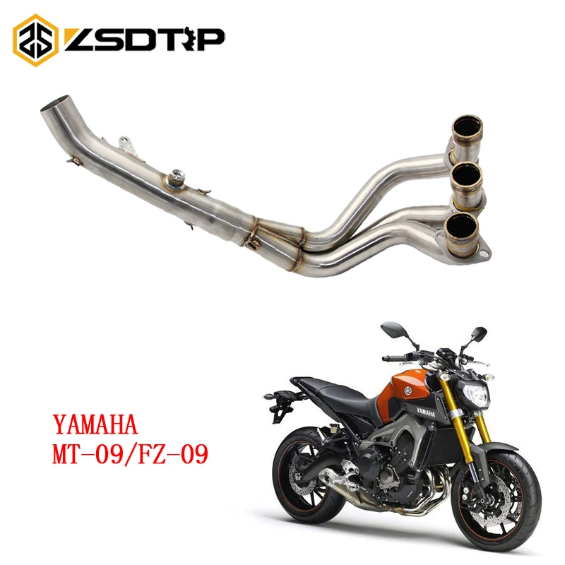 

ZSDTRP Connector Slip On Front Link Pipe For Yamaha MT09 MT-09 FZ09 FZ-09 Motorcycle Exhaust Muffler Middle Pipe