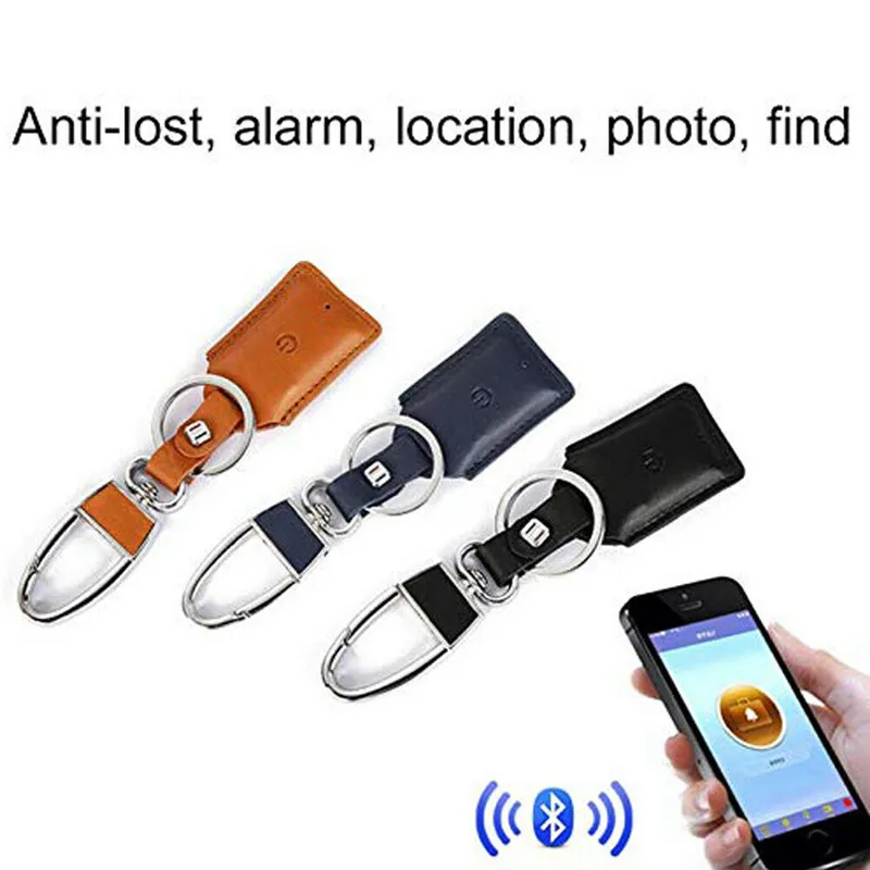

For Portable GPS Tracker Anti-Lost Alarm Alloy Leather Keychain Keyring Key Chain Fob Finder Locator US