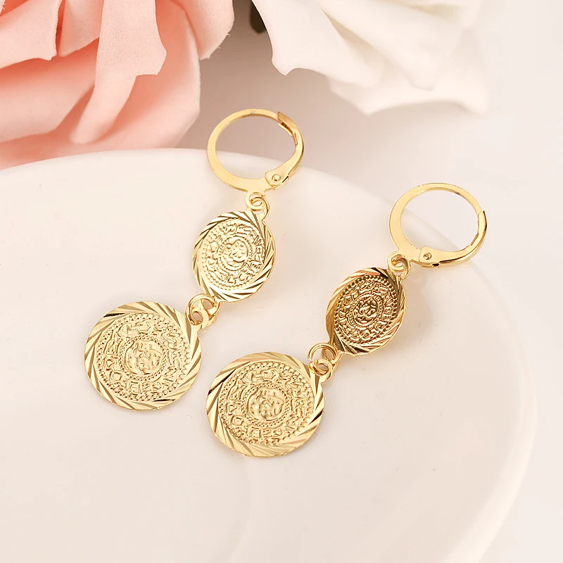 

coin Earrings Gold Color Africa Dubai Muslim charms Jewelry Women girls wedding bridal party jewellery Earrings gifts