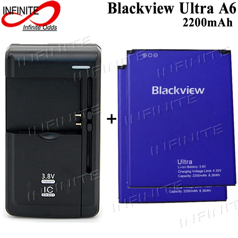 2 батареи Blackview Ultra A6 2200 мАч Аккумулятор Bateria + универсальное зарядное устройство |