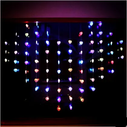 

New Year Hearts Cristmas Lights LED Curtain String Light 2x1.5m Garland Led Christmas Lights Decorations Natal Luces De Navidad