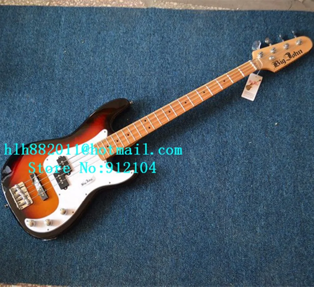 Новая электрическая бас гитара Big John с 4 струнами в sunburst телом из липы F 3335|electric bass