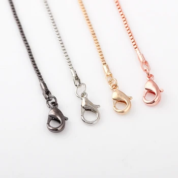

Gun Black Rose Gold Silver 60cm Necklace Box Chain Fit DIY locket Frame Use For Glass Floating Charms Locket Pendant