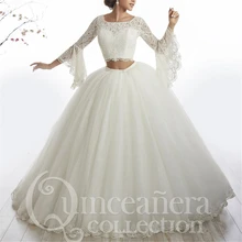 Бальное платье vestido белое платье с короткими рукавами, украшенное бусинами, из двух частей, с шлейфом, vestidos de quinceanera, платья