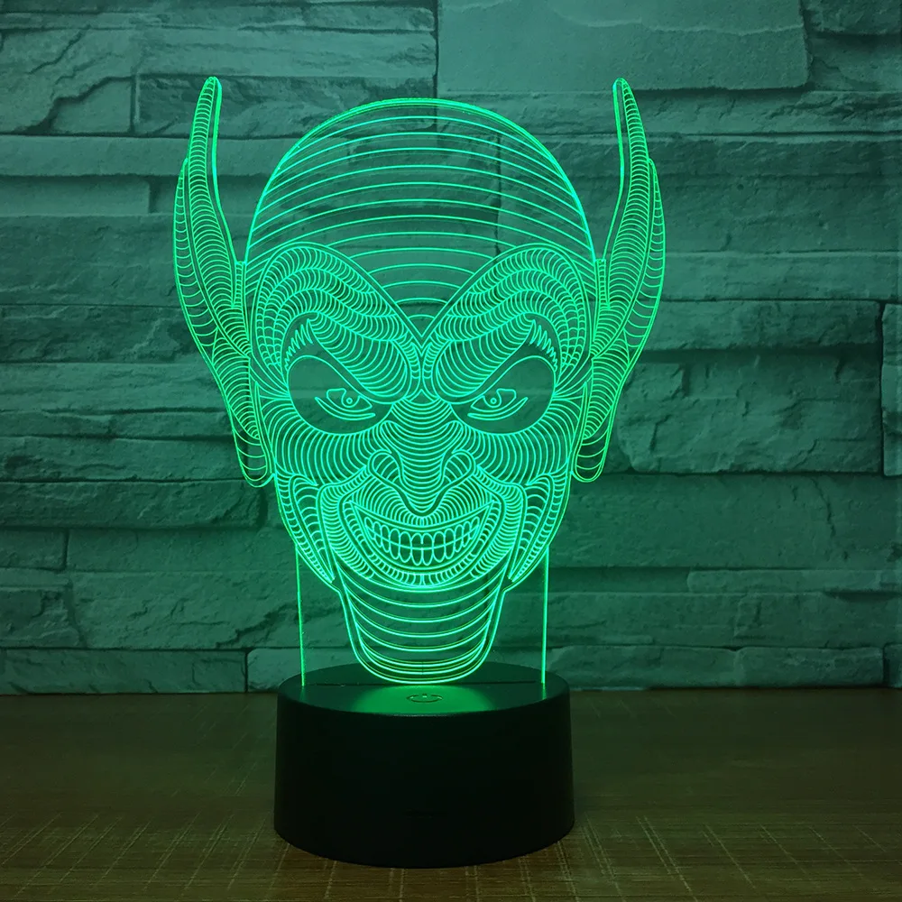 Led devil mask night light 3D visual light creative touch 7 color usb table lamp 1524in LED