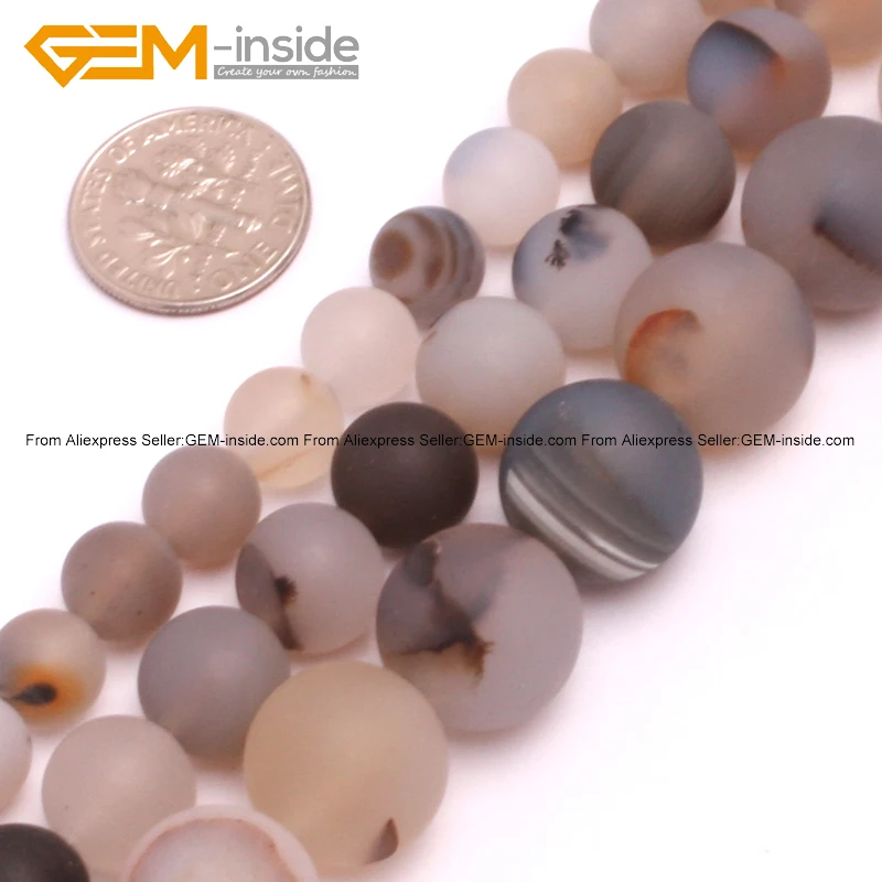 Frost Matte Botswana Agate Natural Gemstone Round Beads For Jewelry Making 15" 