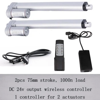 

Electric push rod for windows dc 24v with 75mm stroke, 10mm/s speed 1000N/100kgs load with 1 for 2 type wireless controller