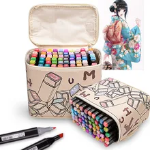 Базовый эскиз спирта 60 цветов Маркер Набор манга ручки набор двойной наконечник Граффити ручки для студентов искусство художника дизайн школы Drawiing