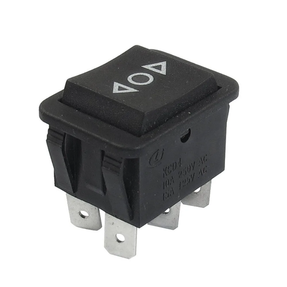 

1 Pc 6 Pin AC 250V/10A 125V/15A DPDT Black Button On/Off/On Rocker Sw