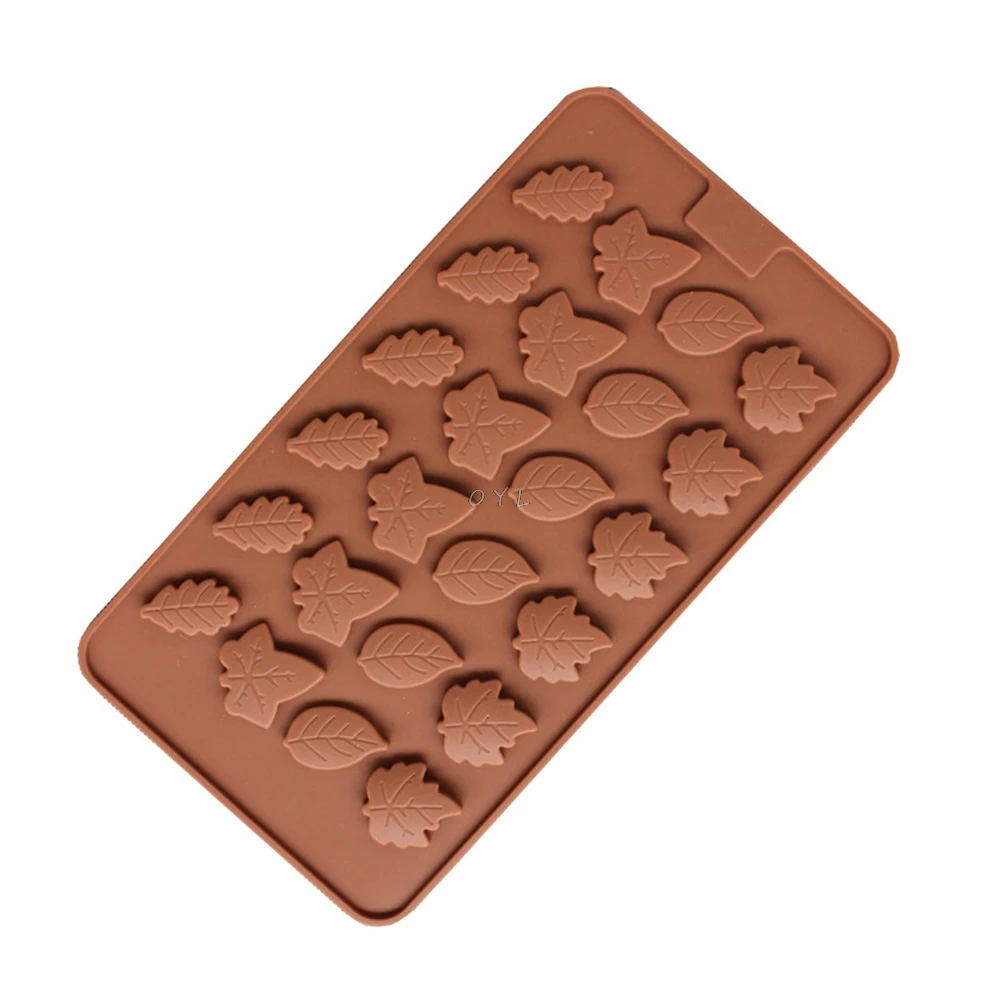 24 полости дерева силиконовая форма в виде листьев украшения торта конфеты форма для шоколадной выпечки