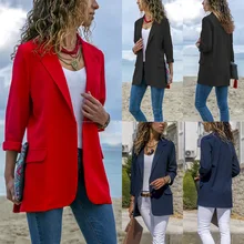 Женские блейзеры и Куртки Блейзер mujer elegante Блейзер с длинным рукавом женский пиджак размера плюс женский темно-синий красный черный