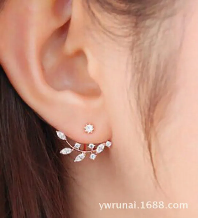 

Korean version of the new fashion jewelry personality leaves luxury earrings bohemian crystal earrings female elegant earrings