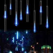 144 светодиодный s метеоритный дождь трубы гирлянды 30 см водонепроницаемый 8 трубок AC100-240V светодиодный гирлянды Рождественские огни Свадебная вечеринка сад UW