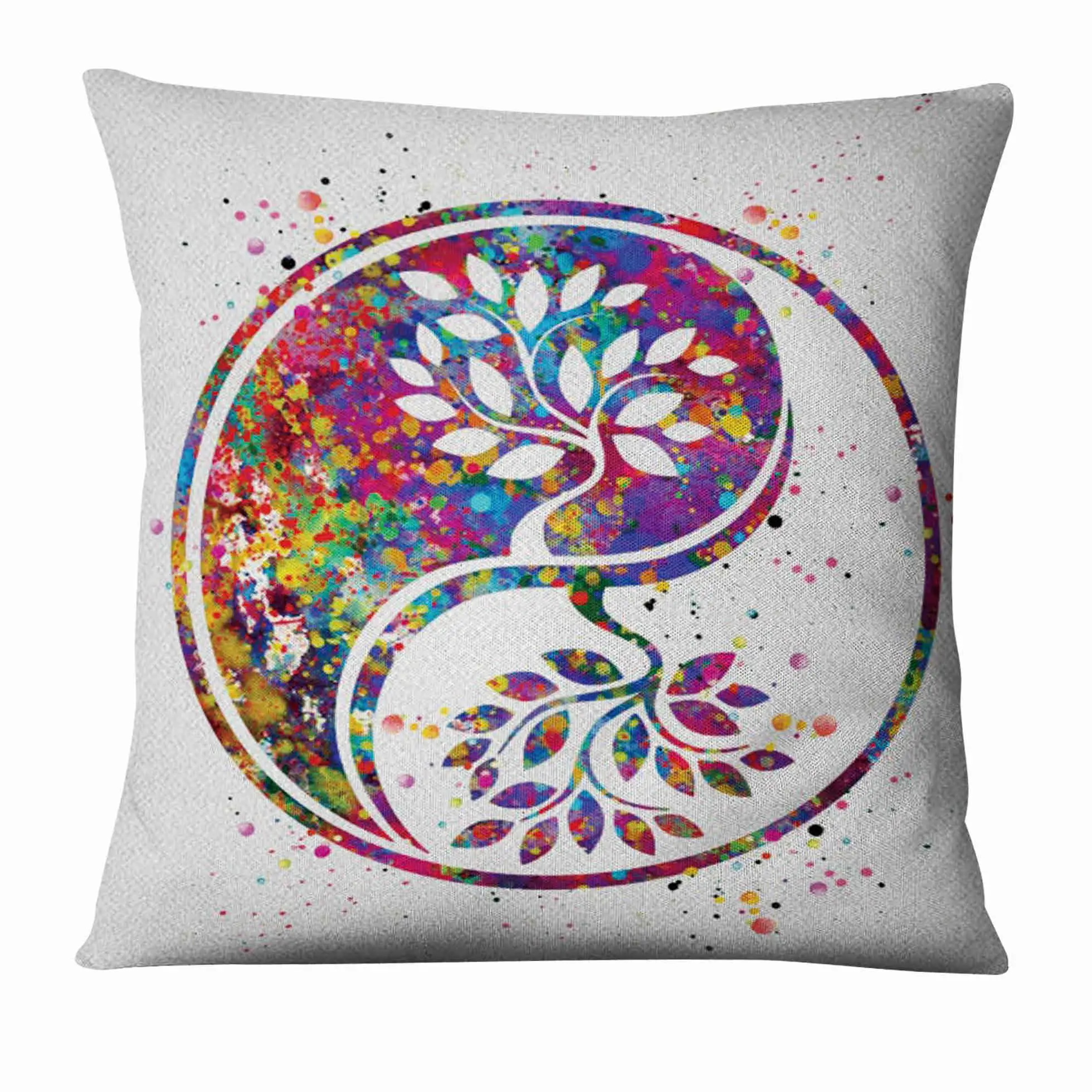 Zen Yoga Art Watercolor Painting Printed Pillowcase Home Pillow Decoration Almofadas Decorativas Para Sofa Throw Pillow 45*45 