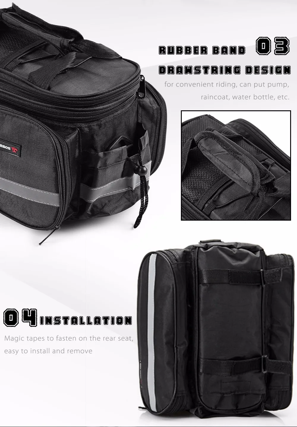 Robesbon 35L Fashionable Cycling Bicycle Bike Waterproof Rear Seat Trunk Handbag Bag