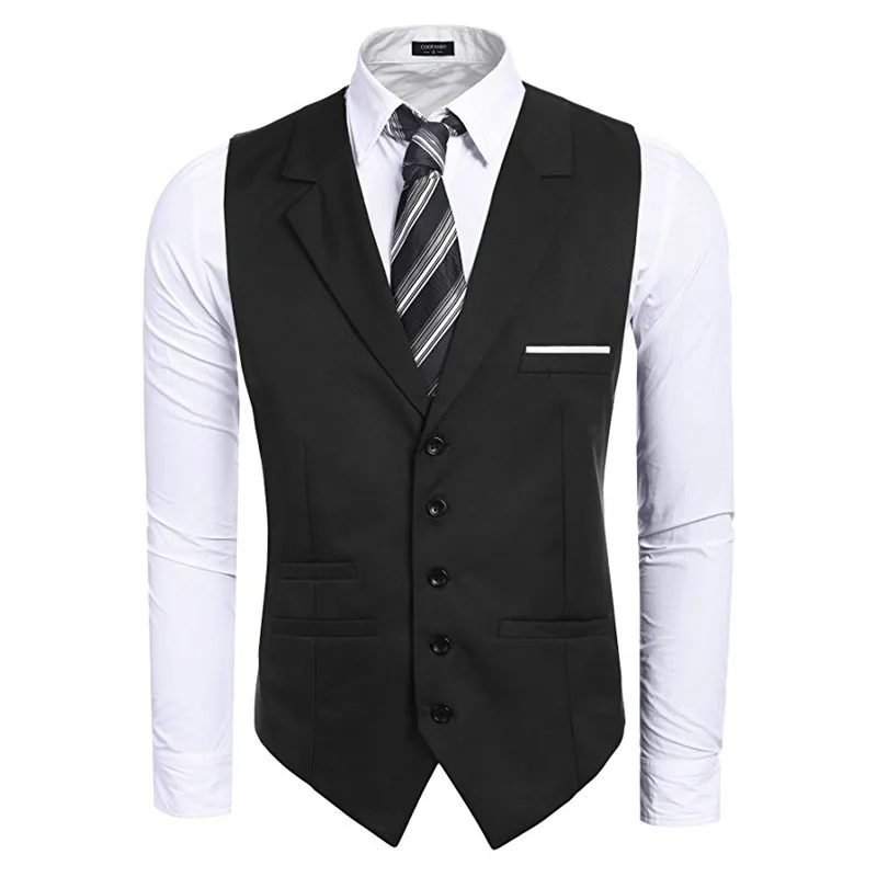 Custom Made Men's Fashion V neck Sleeveless Button Down Business Suit