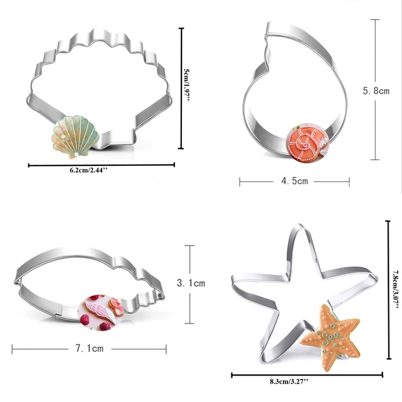 4 шт./компл. раковины из нержавеющей стали ракушка, морская звезда форма печенье "сделай сам" форма для бисквитов резак формы выпечки украшения инструменты