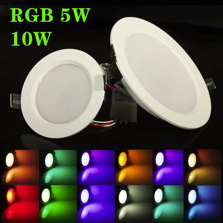5W/10W RGB RGBW LED Ceiling Panel Light AC85-265V Embedded Recessed Downlight Bulb Changable with 24 key Remote Control