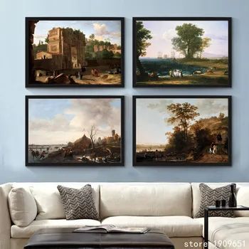 

No frame classical figures seaside landscape canvas printings oil painting printed on cotton home wall art decoration picture