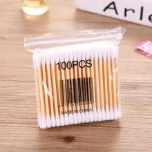 100 шт./упак. двойной головкой женские ватные тампоны для макияжа бутоны наконечник для использования в медицинских деревянные палочки для носа, чистка ушей инструменты для здоровья