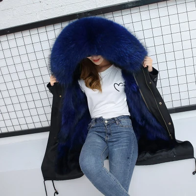 Jacket Women Winter Parkas Long Big Fox Fur Collar Hooded Coats 2018 Ladies Fur Linen Thickened Warm Jackets Plus Size Coat LZ962 (3)