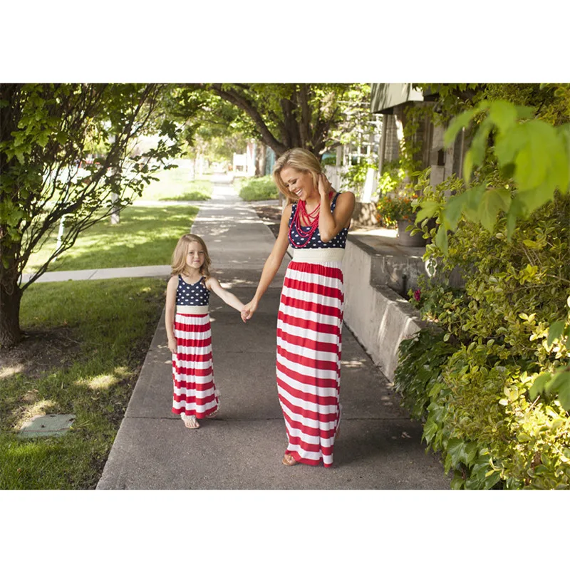 

mom and daughter matching clothes family look baby girl dresses striped new womens casual family clothing print baby boho