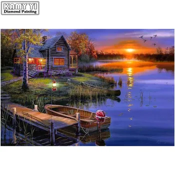 

5D Country House beauty Round drill diamond set of embroidery kits mosaic painting of rhinestones crystal picture LK1