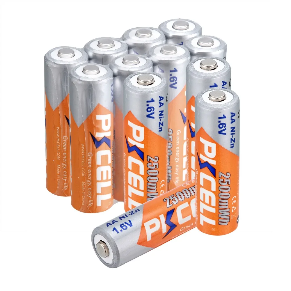 

12x PKCELL Ni-Zn Rechargeable AA Batteries 1.6V 2500mAh Battery Rechargeable AA Battery for RC car toys cameras flashlights
