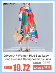 DIMANAF размера плюс женское летнее пляжное платье Леди Шифон Vestidos свободное повседневное винтажное платье с принтом женский элегантный сарафан