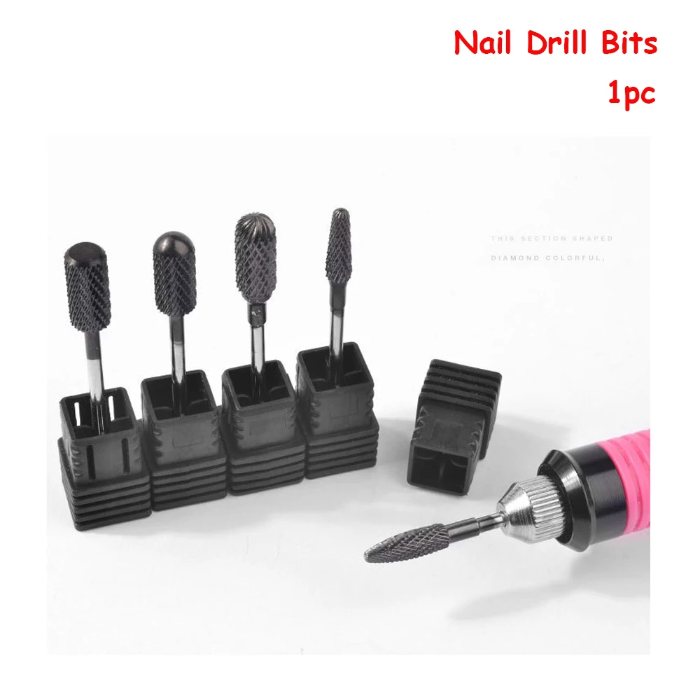 

5 Type Carbide Nail Drill Bit Black Titanium Coated Machine for Manicure Apparatus Accessories Milling Cutter Nail Tools Beauty