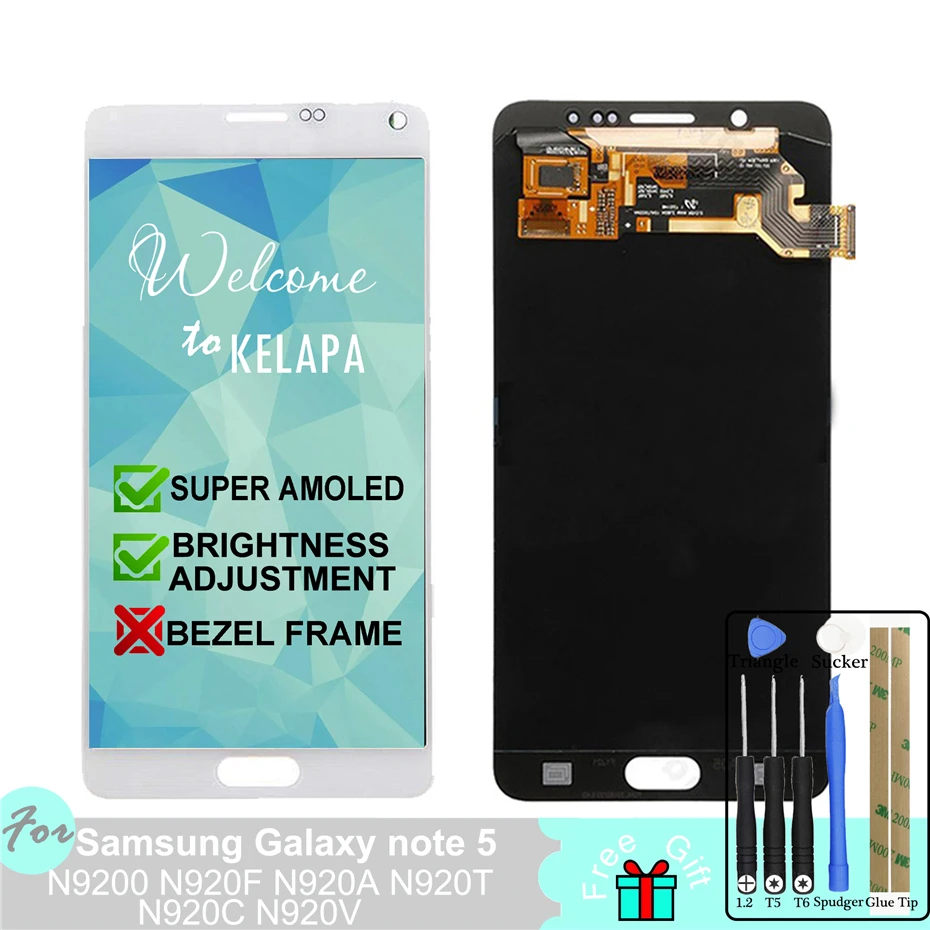

Super AMOLED LCD For SAMSUNG Galaxy Note 5 N9200 N920F N920A N920T N920C N920V Touch Screen Digitizer Assembly