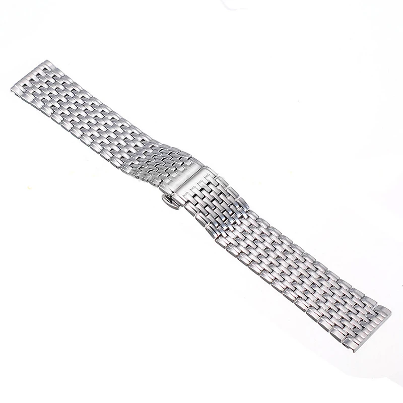 20 22mm Stainless Steel Wrist Watch Band Strap Silver Rose Gold Double Butterfly Clasp Buckle Bracelet For Men Women Relojes