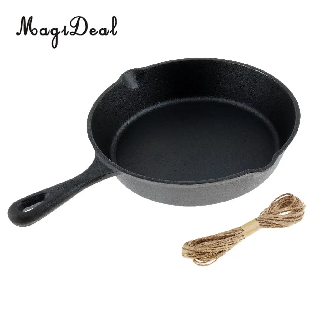 Cast Iron Skillet Non Stick Cooking Fry Pan BBQ Griddle Grilling Pre Seasoned Cook Camping Hiking Backpacking Home Use