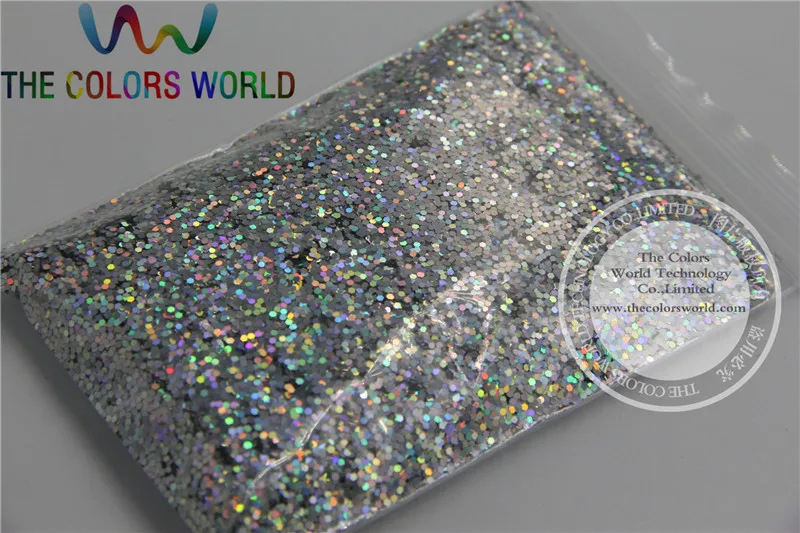 

1mm Solvent Resistant Holographic Laser Silver color Makeup Glitter Powder Eyeshadow Face Body Cosmetic dust 1 Lot =50g