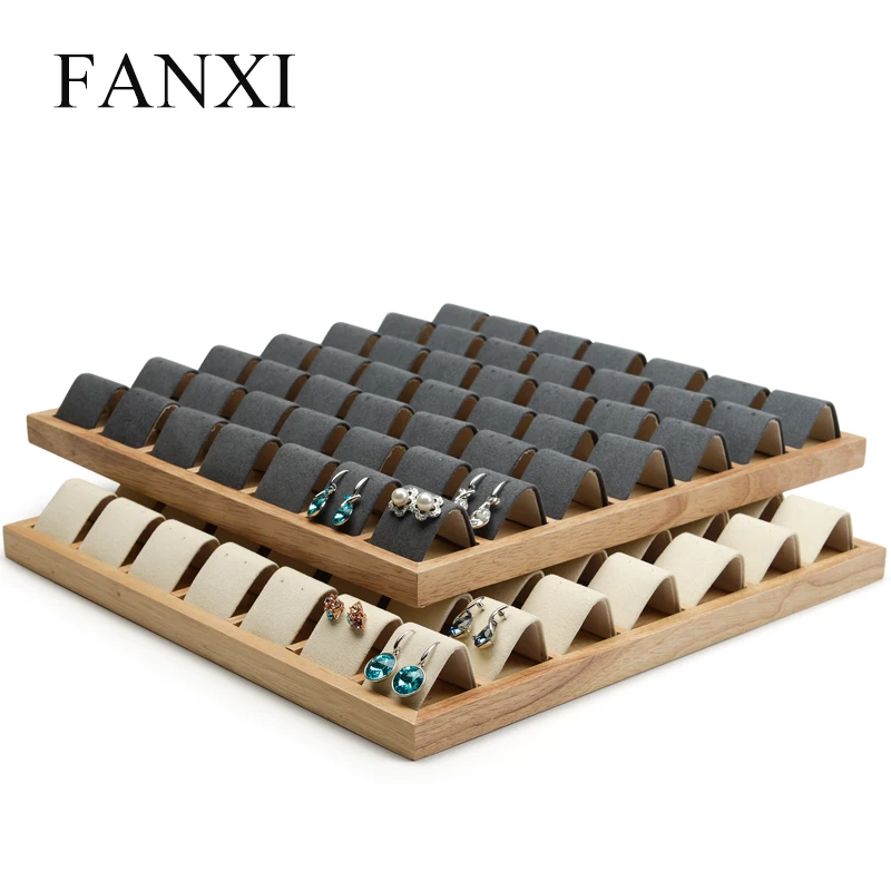 FANXI New Arrivals Jewelry display Solid wood ring display tray for