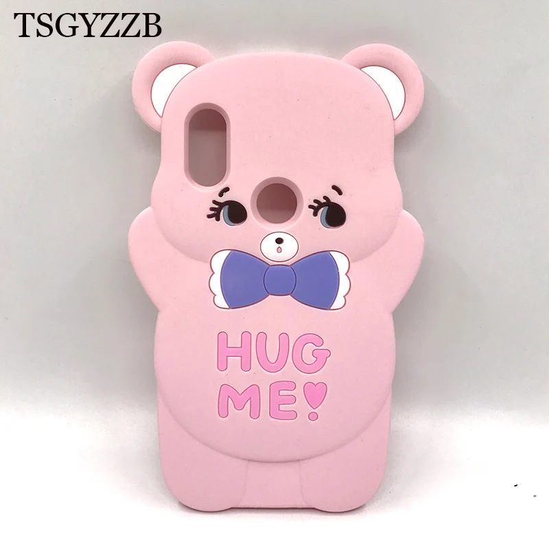 

3D Cartoon Soft Silicone Case For Xiaomi Redmi Note 6 Pro Cover Cute Bow Tie Hug Bear Silicone Phone Case Coque Redmi Note6 6Pro