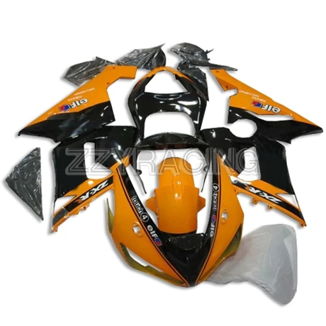 Наборы обтекателей для Кавасаки ZX6R 2005-2006 гг. ZX-6R 05 06 полный набор корпусных деталей для мотоцикла Cowlings покрывает оранжевый черный - Цвет: As Photo Shown