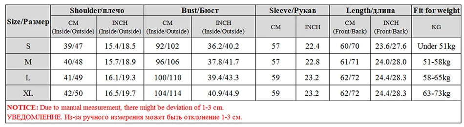 SIZE CHART